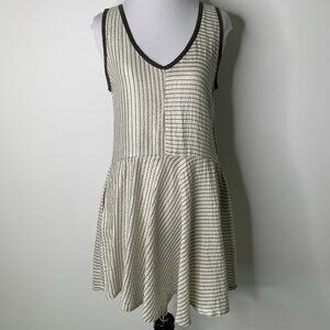 Ace & Jig Women's V Neck Sleeveless Cream Metallic Mini Dress Size Small